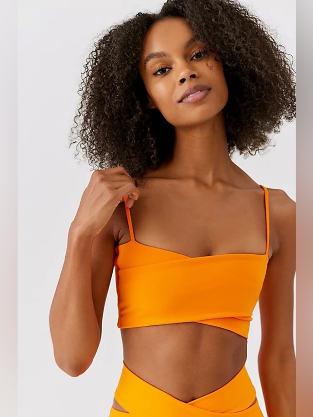 LIVE THE PROCESS Orion Bandeau Crisscross Sports Bra In Orange Sz M